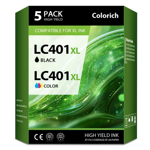 LC401XL LC401 Ink Cartridges Compatible for Brother MFC-J1010DW Printer 401XL LC 401 for MFC-J1010DW MFC-J1170DW MFC-J1012DW MFC-J1800DW MFC J1010DW - 5 Pack High Yields Black Cyan Magenta Yellow