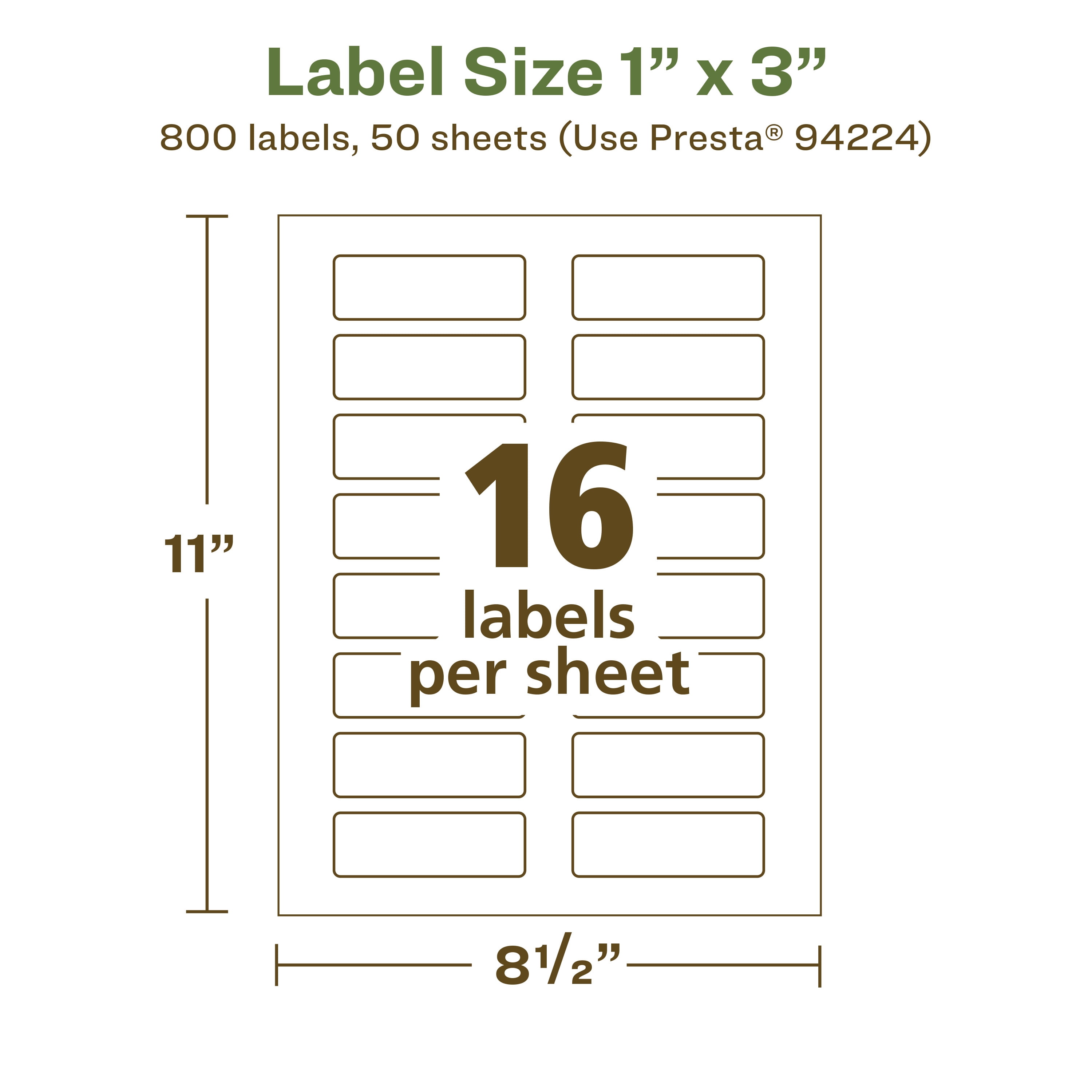 Avery EcoFriendly Rectangle Labels, 1" x 3", 800ct