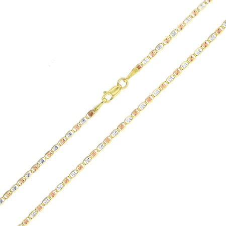 Decadence Solid 14K Gold Tri Color 1.85mm Diamond Cut Love Star Bracelet with Lobster Claw Clasp | 10" Anklet | Italian Gold Bracelet | 14K Tricolor Love Star Bracelets For Men and Women
