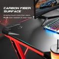 thumbnail image 3 of Hyxoo Gaming Computer Desk with Carbon Fiber Surface, Gaming Table Z Shaped Pc Home Office with Cup Holder&Headphone Hook(44 in, Red), 3 of 7