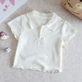 thumbnail image 4 of Bixock Summer Toddler Girls Tee Cotton Short Sleeve Shirts Doll Collar Tops for Girls Clothes 0-8 Years Solid Color Sweet Style Casual School Uniforms Daily Tops, 4 of 6