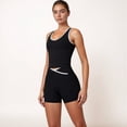 thumbnail image 3 of Women's Contrast Trim Cropped Tank Top with Scoop Neck and Stretch Fit for Yoga and Everyday Wear - Medium, Black, 3 of 6