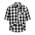 thumbnail image 3 of Lmueinov Mens Short Sleeve Button Down Shirts Plaid Business Casual 3/4 Length Sleeve Tops for Men Pocket Lightweight Summer Fall Daily Going Out Tops, 3 of 7