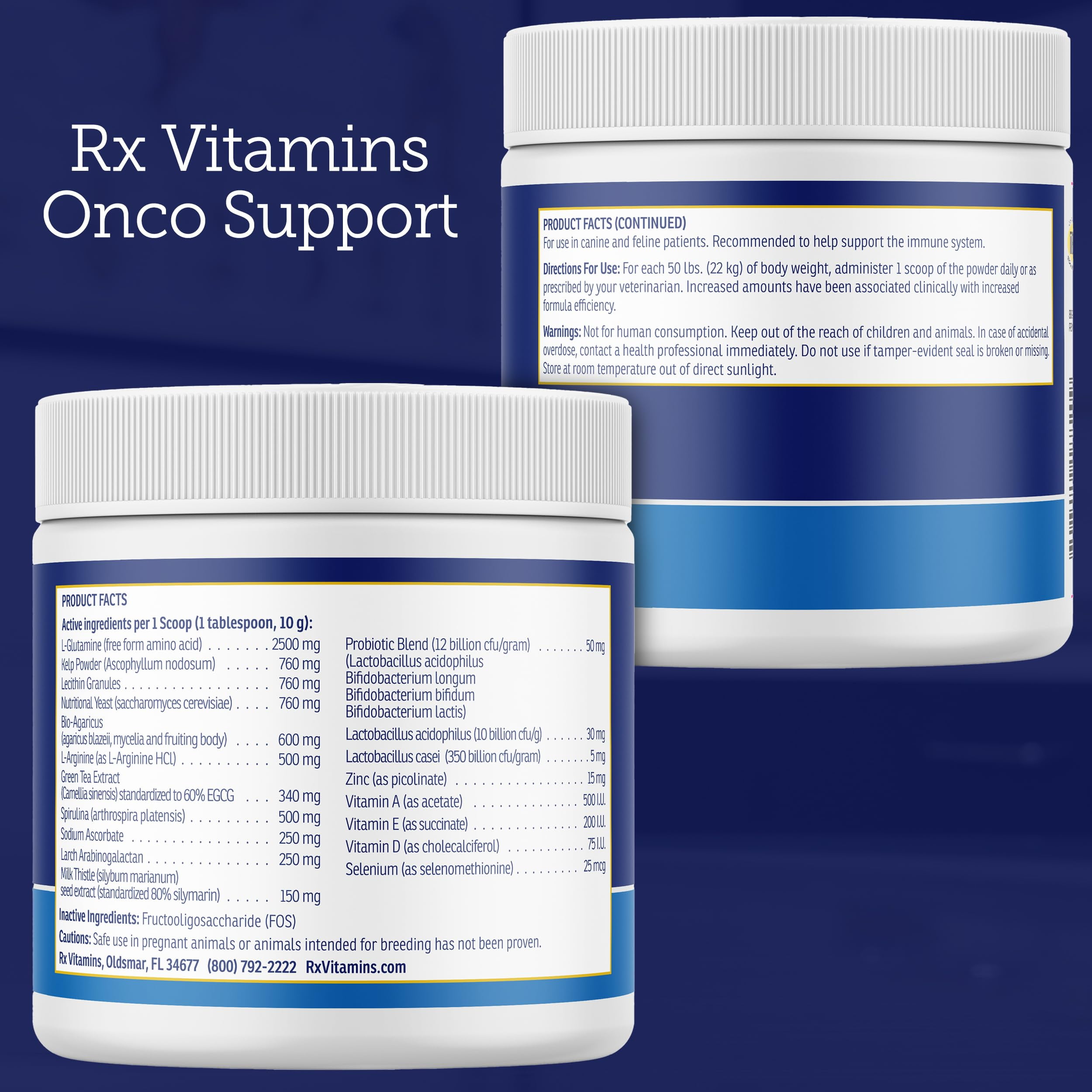 Rx Vitamins Onco Support - Dog & Cat Immune Support Supplement with Milk Thistle for Cats, Spirulina, Kelp Powder for Dogs, and More - Also Aids in Gut Health and Digestive Support - 300g