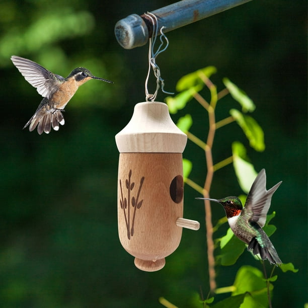 matoen Économies de printemps ! Mangeoire à oiseaux en bois à suspendre pour  l'extérieur Maison à colibris en bois, en liquidation 