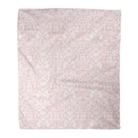 Shabby Chic Gainesville Ga ASHLEIGH Semtomn Decorative Throw Blanket 50x60 Inches Brocade Pastel Pink White Damask Chic Shabby Abstract Antique Warm Flannel Soft Blanket for Couch Sofa Bed ()
