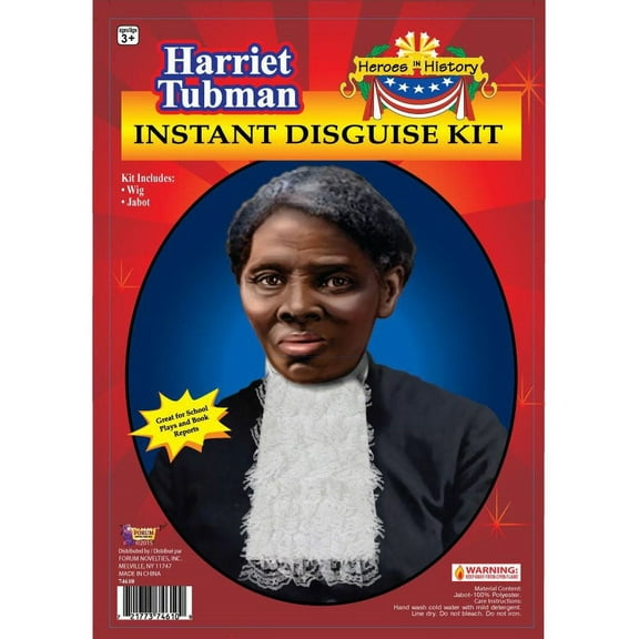 FORUM Harriet Tubman Fancy-Dress Costume for Adults with Jabot and Wig for Adults, One Size