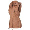 thumbnail image 3 of Made by Olivia Women's Drawstring Lightweight Loose Fit Sleeveless Vest Utility Jacket Taupe 1XL, 3 of 4