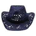 thumbnail image 3 of Riforla Women Men Summer Western Cowboy Hat Shapeable Straw Hat Hollowed Out Sun Hat Mens Womens Hats Navy, 3 of 3
