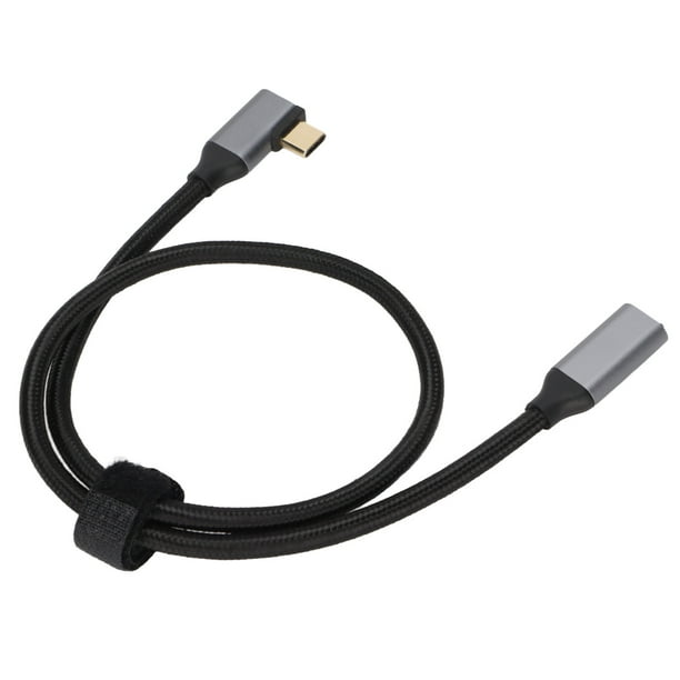 Cable de extensión USB 3.1 tipo C macho a hembra 4K 100 W PD 5 A ángulo recto 90 grados Gen 2 50 cm Bling Bling