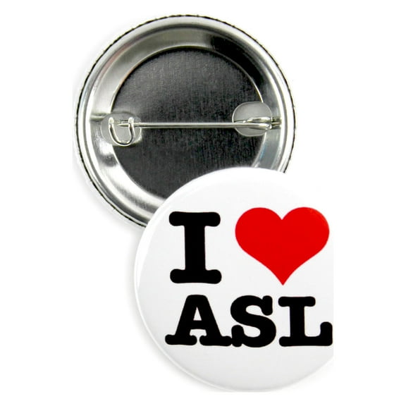 25 Pack - I Love 'Heart' ASL - Deaf Pride American Sign Language Pinback Button Badges - 1.5 Inch Round