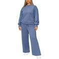 thumbnail image 2 of Hogleaql Plus Size Sweatsuits Women 2 Piece Outfit Lounge Drawstring Long Sleeve Sweatshirt Wide Leg Sweatpants Tracksuit with Pockets Solid Color Loose Trendy 2025 Winter Outfits Royal Blue 2XL, 2 of 4
