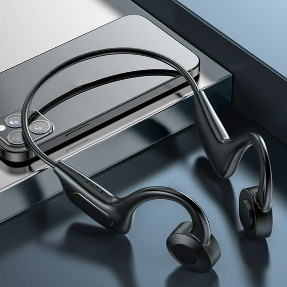 Auriculares de conducción ósea, de gancho para oreja, reproductor de música inalámbrico, auriculares deportivos para deporte, gimnasio, negro