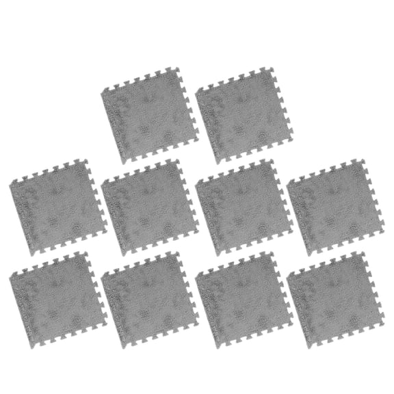 M Buder 10pcs Alfombras de Piso de Espuma EVA con Felpa Gruesa Antideslizante Rompecabezas Cortable para Habitación de Niños Dormitorio, Color Gris (31 cm / 12.2 inches)