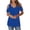 Dark Blue, variant on Hfnxid Shirt for Womens Cold Shoulder V Neck Tops Lightweight Comfy Short Sleeve Shirt Summer Solid Color Tunic Basic Tees Orange XL