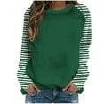 thumbnail image 3 of HVOBTTY Womens Long Sleeve Pullover Sweatshirt, Fall Tops for Women, Women's Crew Neck Striped Print Color Block Raglan Sweatshirt Army Green, XXL, 3 of 5