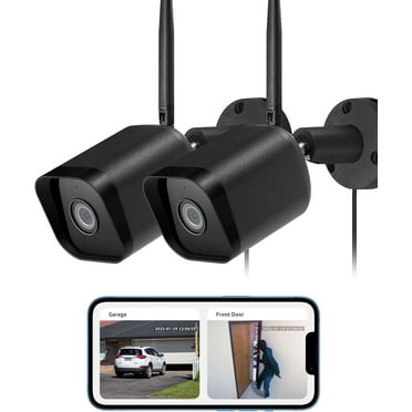 2 Pack Outdoor Security Cameras 1080P HD,Cameras for Home Security with AI Human Detection,Waterproof IP65,2-Way Audio,Clear Night Vision,2.4G WiFi,SD Card Slot&US Cloud Storage,Work with Alexa