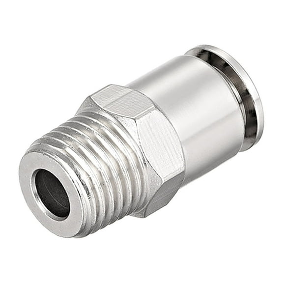 8mm Tube to 1/4NPT Push Lock Fittings,Brass Nickel Plated Extended Air Fittings