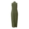 thumbnail image 4 of Bysome Women Dresses Solid Color Sleeveless Tie Neck Dress Summer Breathable Women Dress Size 2XL Green, 4 of 5