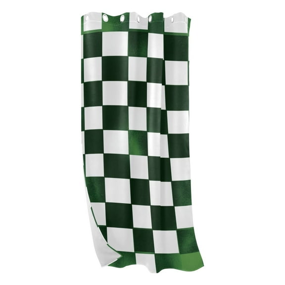 Green and White Squares Texture Blackout Curtains for Living Room Bedroom 42W/52W x 84L Insulated Window Drapes 1 Panels