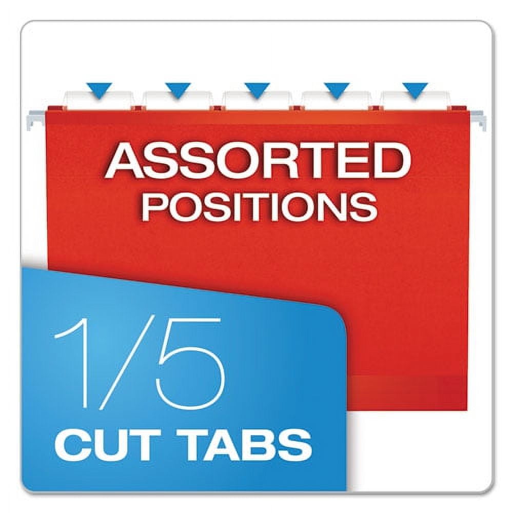 Extra Capacity Reinforced Hanging File Folders With Box Bottom, Letter Size, 1/5-Cut Tab, Red, 25/box | Bundle of 2 Boxes