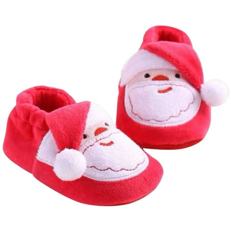 

Esho Christmas Baby Shoes Snow Boots Infants Winter Xmas Plush Warm Slipper Shoes Santa Elf Booties Shoes 0-18M