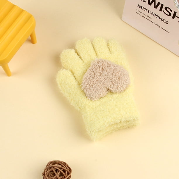 Guantes para niños, cálidos, de invierno, con forro polar, gruesos, de cinco dedos, multidedos, para niñas, de dedos completos, resistentes al frío