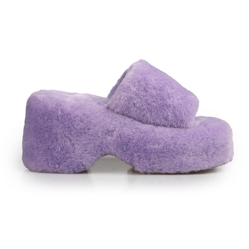 Women's Comfort Fuzzy Faux Fur Platform Sandals