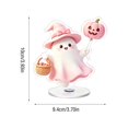 thumbnail image 2 of Halloween Decor Cute Ghost Tabletop Decoration, 360 Degree Rotating 2D Acrylic Display with Witch Hat, Pumpkin and Candy Basket for Home Party Shelf, 2 of 5