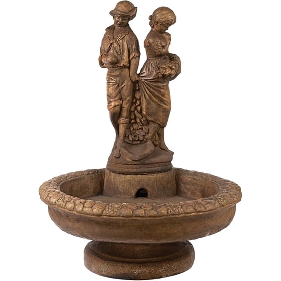 Solid Rock Stoneworks Large Round First Love Fountain - 53" Tall - Espresso