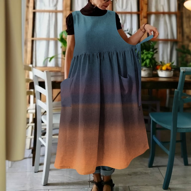 Levmjia Women's Gradient Color Side Tie Dress, Multi-Way Wear Sleeveless Pocket Maxi Dress, Casual Beach Cover Up & Summer Dress
