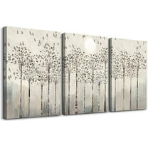 trees and birds Abstract Paintings Canvas Prints Wall Art for Bedroom Bathroom Wall Decor office Artworks Pictures Wall Decorations for Living Room,3 Piece Sunrise and sunset Modern Home Decoration