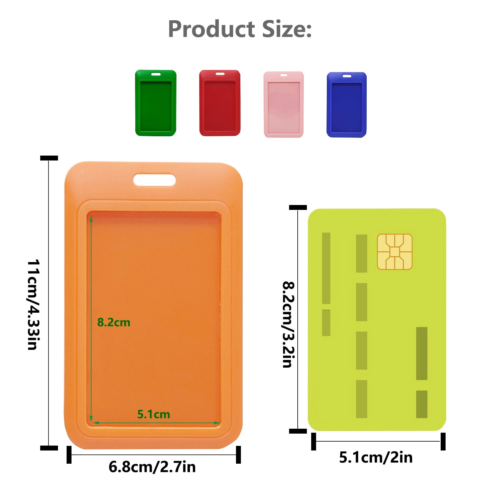 Gegong 50 Pieces Sliding ID Badge Holder, Card Protector, Hard Plastic ID Card Case with Hole (Red, Blue, Pink, Green, Orange)
