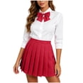 thumbnail image 4 of IUYRTFE Women's High Waisted Pleated Mini Skirt Adjustable Waist with Bow Tie School Uniform A Line Short Skirt, 4 of 9