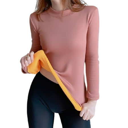 

ADVEN Thermal Shirt Warm Clothing Women Supplies Cold-proof Washable Top Long Lingerie Plus Softness Supple to Touch Winter Underwear Khaki