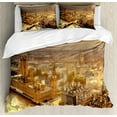 thumbnail image 1 of Cityscape Duvet Cover Set King Size, Westminster Aerial View with Thames River and London Urban Cityscape Panoramic, Decorative 3 Piece Bedding Set with 2 Pillow Shams, Multicolor, by Ambesonne, 1 of 3