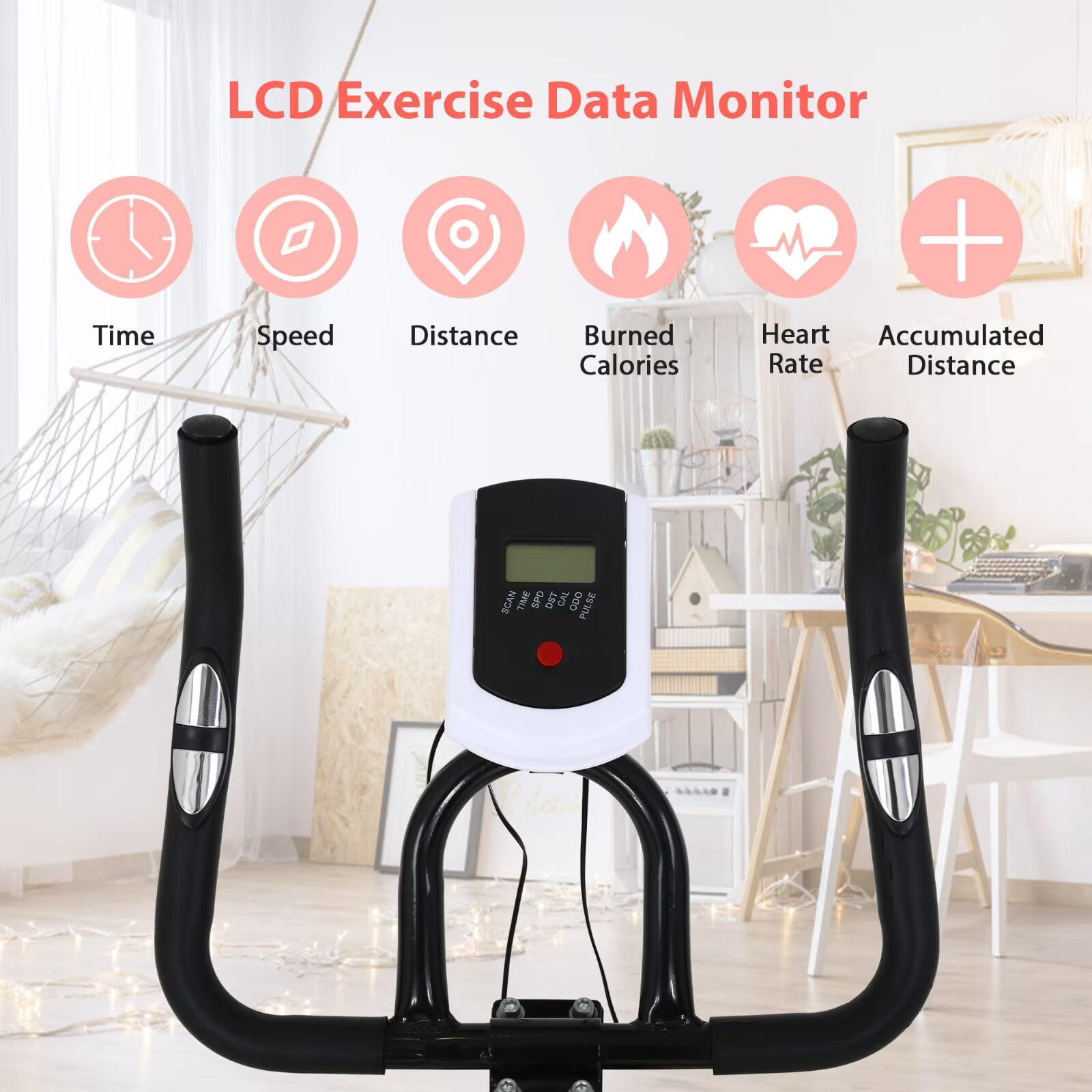 YRLLENSDAN,Electric Bike for Adults,Stationary Bikes for Home,Steppers for Exercise At Home,Led Display,Exercise Bikes for Home,Black