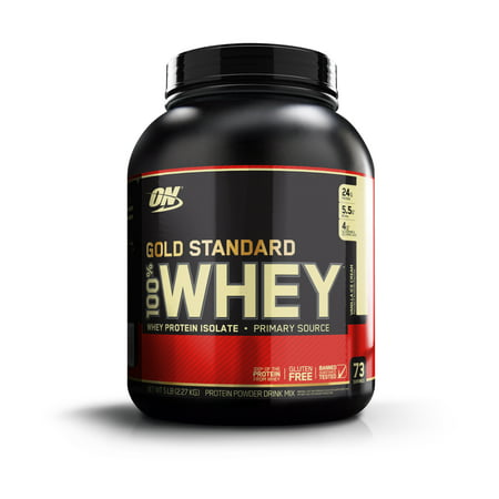 Optimum Nutrition Gold Standard 100% Whey Protein Powder, Vanilla Ice Cream, 24g Protein, 5 (Optimum Nutrition 100 Whey Protein Gold Standard Best Flavor)