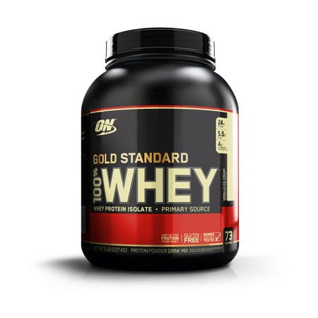 Optimum Nutrition Gold Standard 100% Whey Protein Powder, Vanilla Ice Cream, 24g Protein, 5 Lb