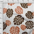 thumbnail image 2 of oneOone Silk Tabby Brown Fabric Monstera Leaves Block Sewing Material Print Fabric By The Yard 42 Inch Wide, 2 of 4