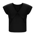 thumbnail image 6 of Women's V Neck Crop Tops Soft Casual Trendy Going Out Tank Top Summer Solid Color Cute Tees Blouses (L, Black), 6 of 7