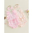 thumbnail image 3 of BemeyourBBs Newborn Baby Girl Summer Clothes Plaid Bubble Romper Cute Infant Girl Sleeveless Ruffle Jumpsuit Bodysuit Playsuit with Headband, 3 of 9