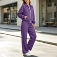 thumbnail image 3 of Tracksuits for Women Set Solid Color Zip Up Stand Collar Jacket and Wide Leg Pants with Pockets for Gym Workouts and Athletic Sports, 3 of 8