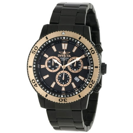 Black Bezel Watch - 1206 Men's Specialty II Black Dial Gold Tone Bezel Black IP Steel Chronograph Watch