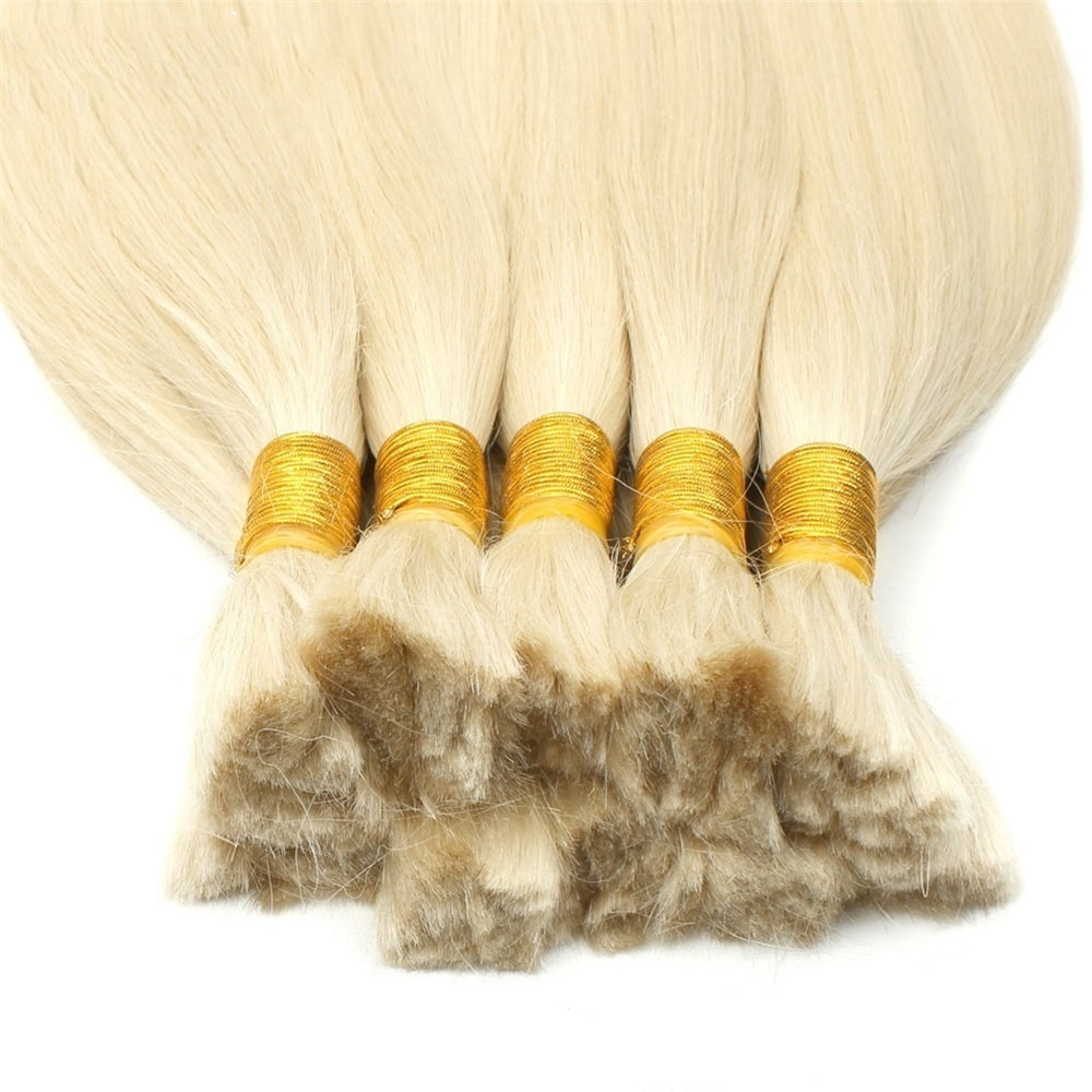 Light Blonde Human Braiding Hair Bulk No Weft Extensions 100G Remy Straight Hair Bundles
