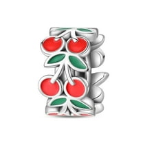 KUNSIR Sterling Silver Fruit Charm Sweet Cherry Beads For Women Bracelet Charms