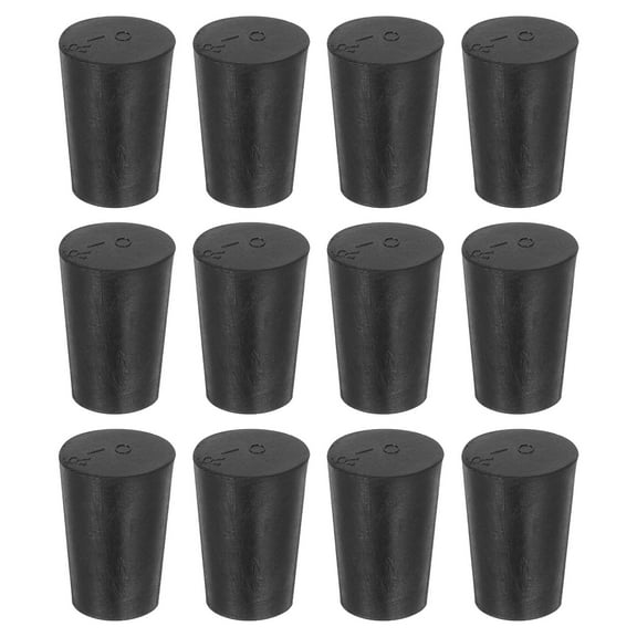 12 Pcs Solid Rubber Stopper, Tapered Lab Seal Tube Stopper Plug for Test Tube Industry , 17x13x25mm Black