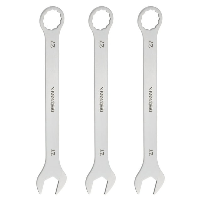 Uxcell 3pcs Thin Combination Wrench Metric 27mm Torx Ended Box 15 Degree Offset Open End Stainless Steel
