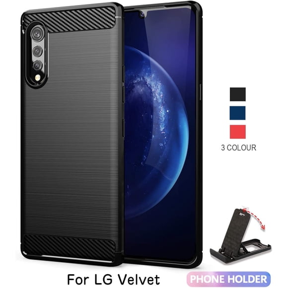 SCL LG Velvet Case, Carbon Fiber Effect Gel Grip Protection Cover [Anti Scratch][Anti Collision] Compatible with The LG