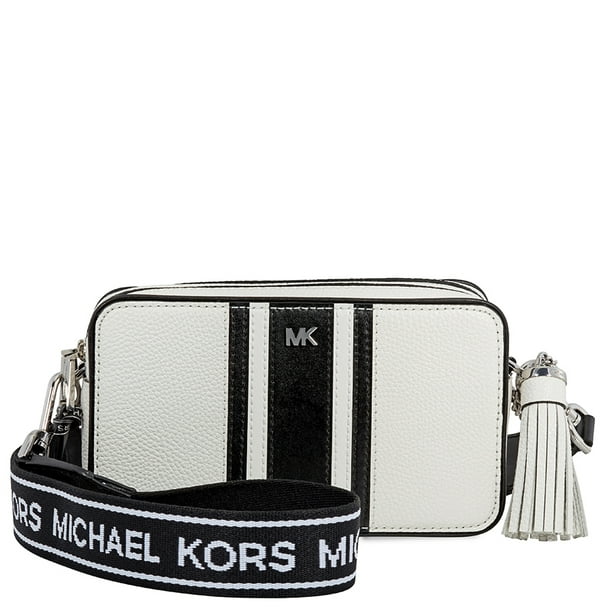 Michael Kors Small Tri-Color Logo Leather Camera Bag- Optic White/Black ...
